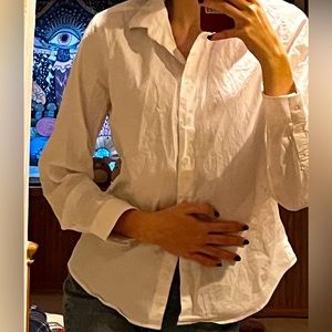 small white button up dress shirt